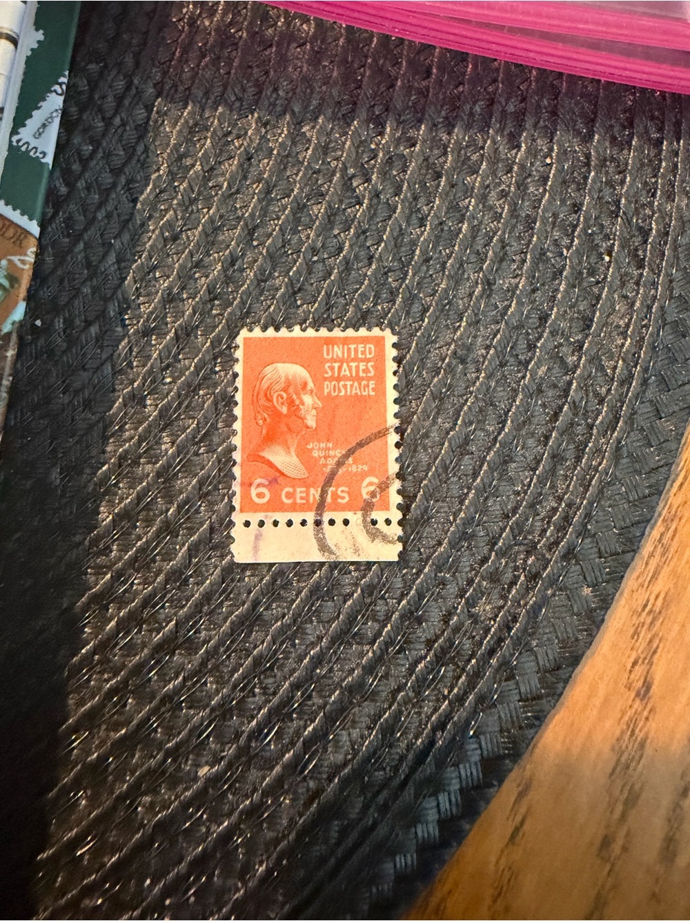 Vintage 1938 John Quincy Adams 6 Cent Cancel Stamp